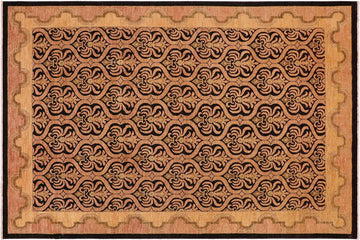 handmade Transitional Kafkaz Chobi Ziegler Brown Tan Hand Knotted RECTANGLE 100% WOOL area rug 9 x 12